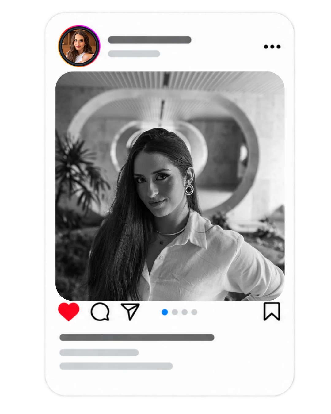 Post do Instagram com retrato em preto e branco de Tarcylla Moura