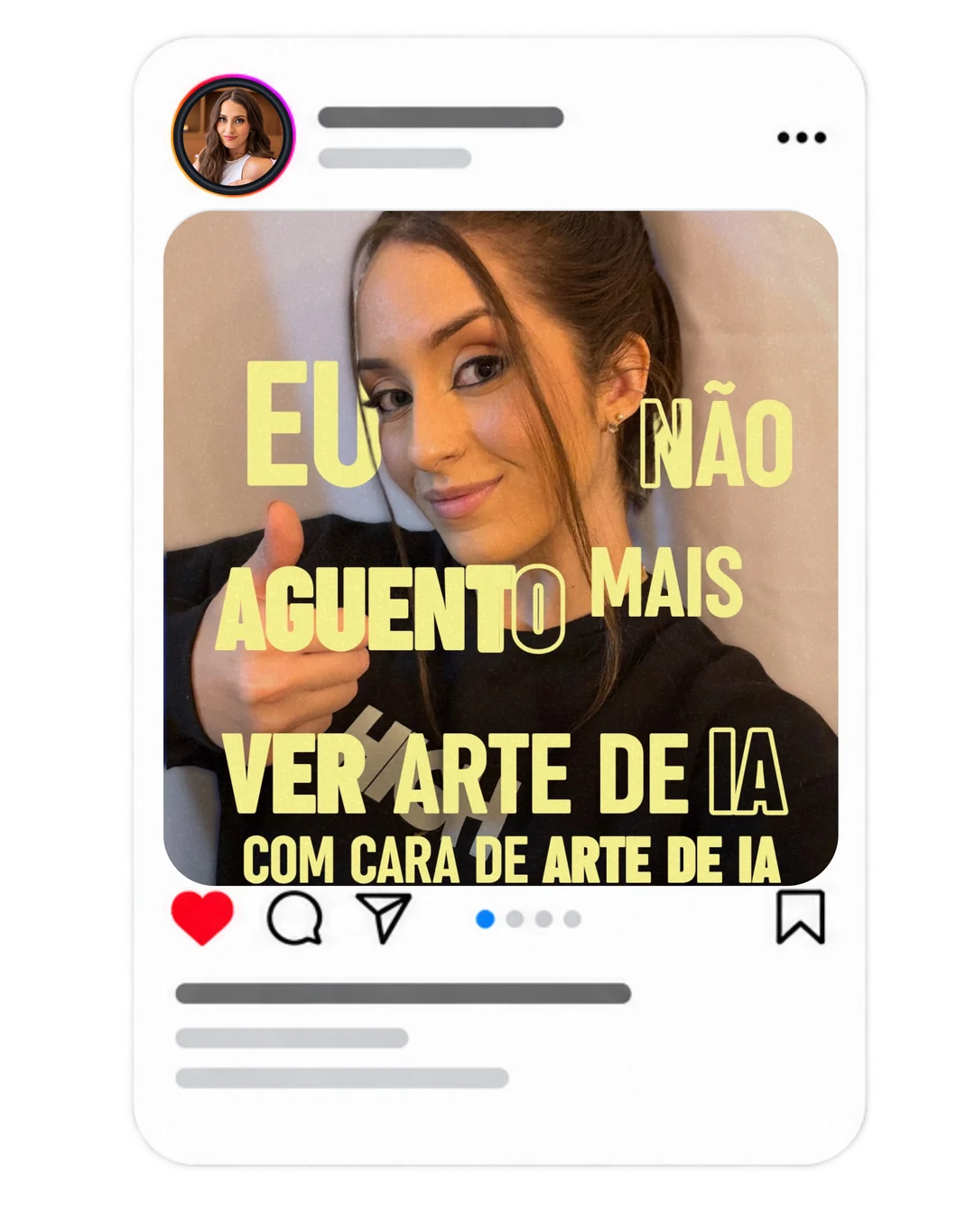 Post do Instagram com Tarcylla Moura e o texto: eu não aguento mais ver arte de IA com cara de arte de IA